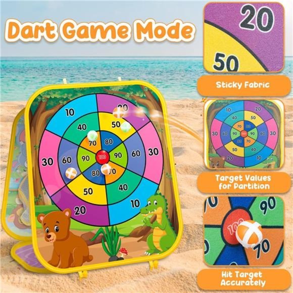 BeanBag Toss Game Kids Outdoor Toys,DoubleSided Foldable Cornhole Board Backyard - Picture 3 of 6